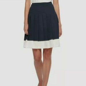 Tommy Hilfiger Navy and White Pleated Skirt